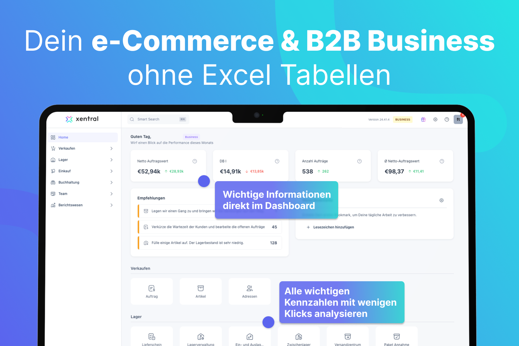 screenshot of Xentral Software